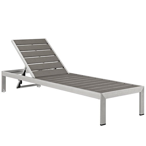 Modway Shore Aluminum Outdoor Patio Bench in Silver Gray